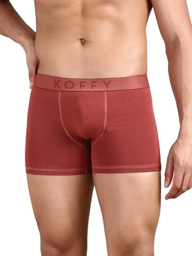 Image of KOFFY Men's Stretchable Cotton Lycra Long Trunk with C-Type Front Open | Wrinkle-Free | Ultra-Soft Elastic