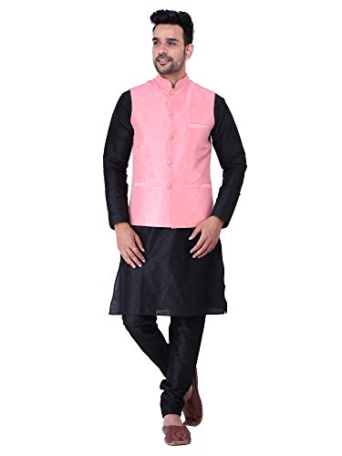 Image of Sadree Silk Men's Kurta Pajama Waistcoat or Nehru Jacket Set