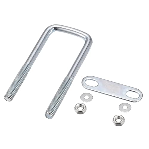 Image of METALLIXITY U Bolts 2 Sets (M8x25x90mm), Square U Bolt Carbon Steel with Accessories - for Construction, Pipe