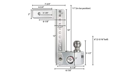 Weigh Safe Ws10-2-Set Aluminum Adjustable 10" Drop, Stainless Steel Balls For 2" Receiver 12,500 Gtw #TOP4