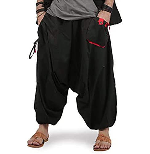 Pantalon de jogging Harem homme vert streetwear coupe ample à entrejambe bas - 2
