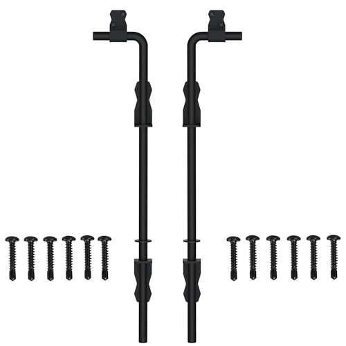 Image of Sdstone 18 Inch Heavy Duty Cane Bolt Gate Drop Rod,Gate Ground Latch Hardware for Wooden Fences,Metal Gates Doors Stopper for Gate Ground (Black Finish,2 Pack)