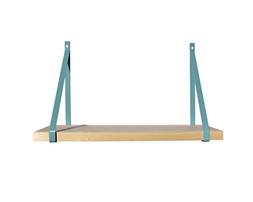 Quincadeco Étagère Murale Bois 60 X 19 cm avec Supports métal Bleu Turquoise