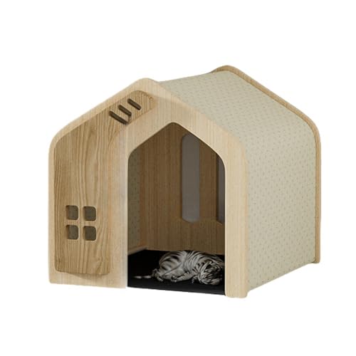XVVX無垢材のペットハウス、木製犬小屋、犬小屋、犬舎 、猫小屋、猫ハウス、ハウス ペットハウス、オールシーズン対応、半密閉型デザイン、、広いスペース、換気、犬小屋、猫小屋、小型・中型犬・猫組み立て簡単、室内使用に最適 、オールシーズン対応、 (Mサイズ