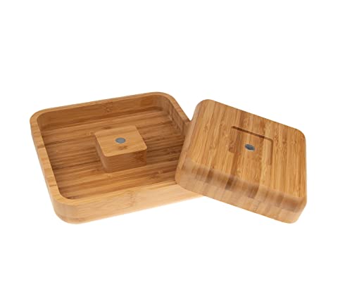 Mateda Bamboo Pistachio Snack Bowl Double Dish Nut Bowl With Shell Storage, 9.5" X 9.5" X 3.8" #TOP2