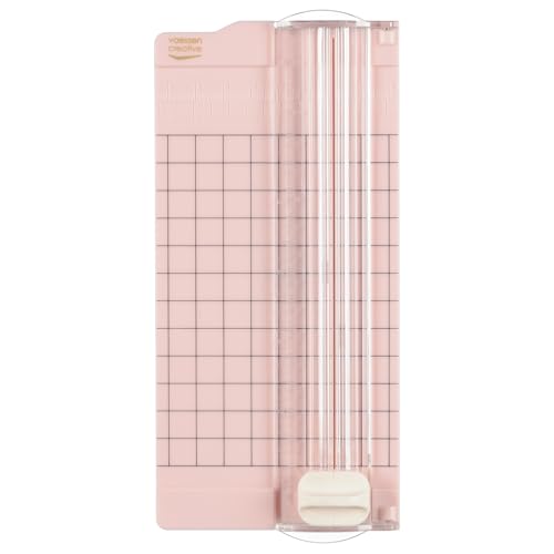 Vaessen Creative Massicot Mini - 6,5 x 15,3 cm - Gradué - Rose Clair - Coupe Papier pour Scrapbooking et Loisirs Créatifs