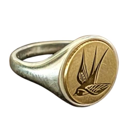 Chevalière hirondelle argent sterling 925, bague ronde plaquée de haute qualité artisanale