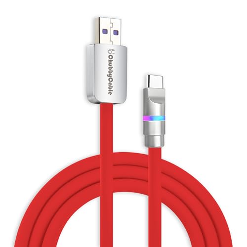 Image of chubbycable Neon Chubby - Fast Charge Cable with Smart Light RGB Color Gradual Light Up LED USB Charging Cable, Red, USB-A to Type-C, 16.4 FT