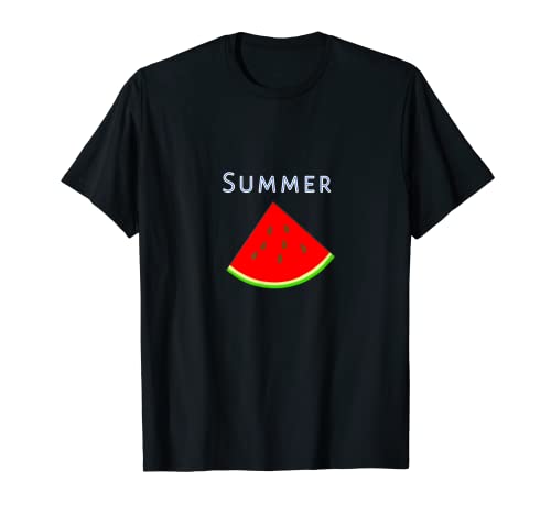スイカ 1ピース・夏【 サマータイム 】リゾート・夏 大好き／面白 イラスト Tシャツのサムネイル