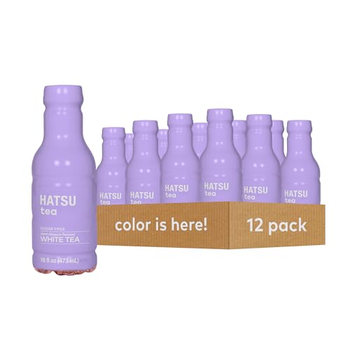 HATSU Sugar-Free White Tea – Cherry Blossom Flavor | Low-Calorie Iced Tea | 16.9 fl oz Bottles (Pack of 12)