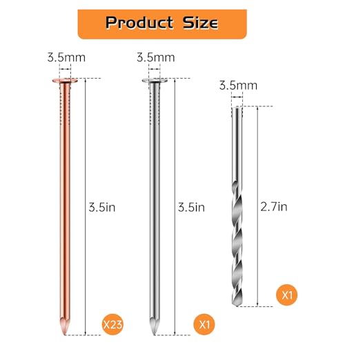 Elqubkan 25 Kupfernägel zum Töten von Bäumen, Nägel aus reinem Kupfer, 8,9 cm (3,5 ), 1 Stück, Hardware zum Entfernen von Baumstumpfen