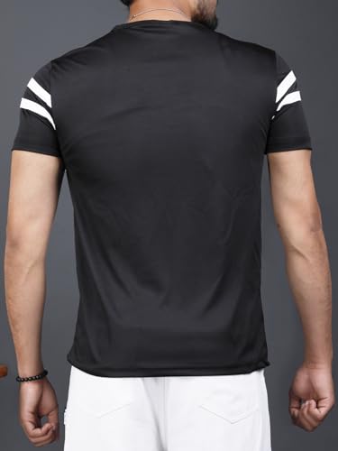 Image of Noble Monk Men Regular Fit T-Shirt | Round Neck | Half Sleeve | Self Design | Casual T Shirt for Men