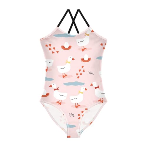 susiyo Girls One Piece Swimsuits Cute Geese Bathing Suit Quick Dry Beach Swimwear for Toddler Girl 3-10T
