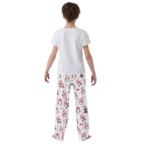 ZZXXB Skating Penguin Has Fun Boys Long Pants Soft Trousers Elastic Waist Kids Lounge Bottoms with Pockets S-XL3