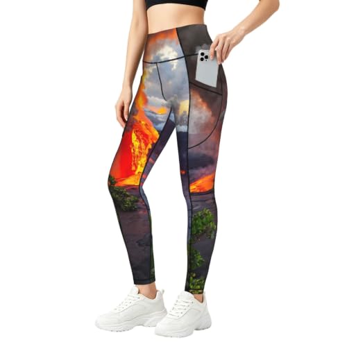 Pantalones de yoga para mujer running y entrenamiento deportivo con estampado Kilauea Volcanos
