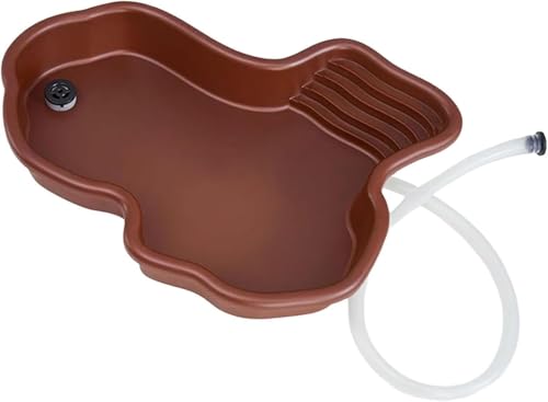 WINARA Bañera para Reptiles, Gran Piscina para Tortugas, Piscina para Reptiles con Rampa y Plataforma de Baño, Ornamento de Acuario para Tortuga, Gecko para Balcón, Patio