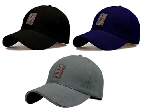 Image of Soft Cotton Adjustable Unisex Cap Quick Drying Sun Hat Protection for Men and Women (Freesize) Cap Pack of 3