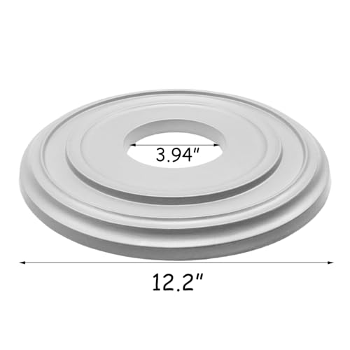 Image of HEVSTIL Silver Ceiling Medallion 12 inchOD x 3.94 inchID, PU Light Fixture Cover