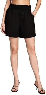nobarr Women's Cotton Black Cotton High Waist Shorts-picture-14