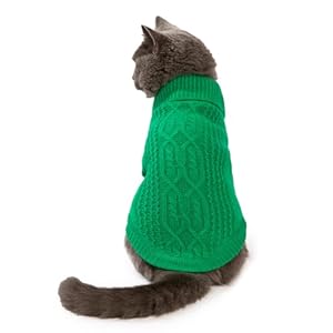 Cat Sweater Keep Your Pets Cozy, 16 Color Turtleneck Knitted Sleeveless Dog Sweater, Winter Outfits for Cats & Small Dogs During Cold Seasons(Dark Green, Small)