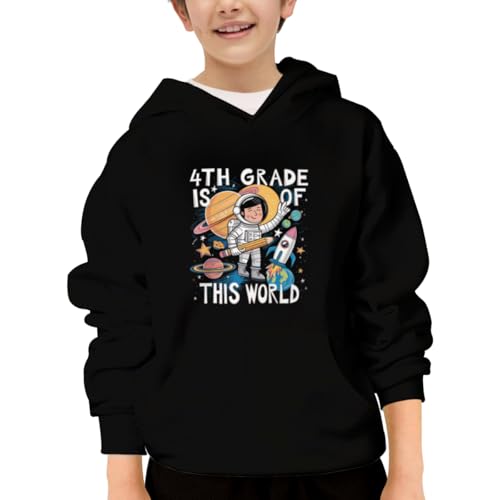 Astronaut 4th Grade Is Out Of This World Back To School Hoodies for Teen Girls Boys Kangaroo Pocket Sweatshirt