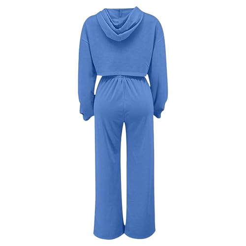 Zip Up Sweatsuits Women 2 Piece Outfit Cropped Sweatshirt Fashion Tracksuit | Travel Sweatsuits For Women Set Crop Zip Up Hoodie And Drawstring Wide Leg Sweatpants Dressy Casual Streetwear With Pockets - image 5
