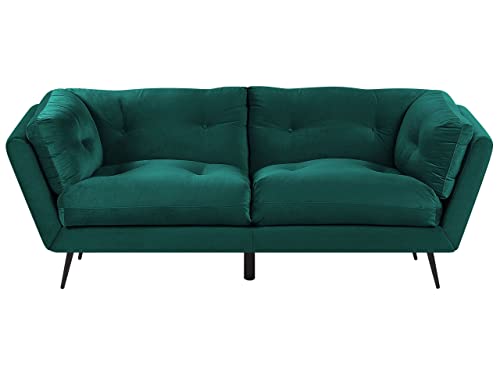 Beliani Modernes Sofa aus Samtstoff in Smaragdgrün 3er Sitzer Lenvik