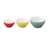 Goodcook OvenFresh 3-Piece Stoneware Nesting Kitchen Mixing Bowl Set, Multicolor