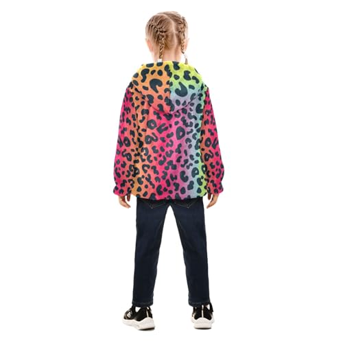 GuoChe Gradient Leopard Print Boys Hooded Fleece Jacket4