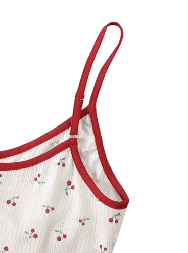 Image of Hilinker Womens Graphic Print Ribbed PJ Set Crop Cami Tops and Shorts Cute Pajamas Set