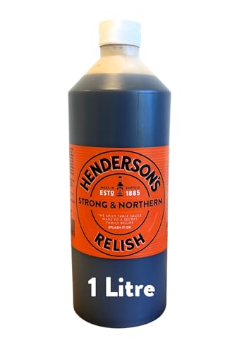 Henderson's Relish. An alternative to Worcestershire Sauce. Gluten-Free and Vegan sauce. Spicy flavour. Plant Based Ingredients. 1 Litre bottle.