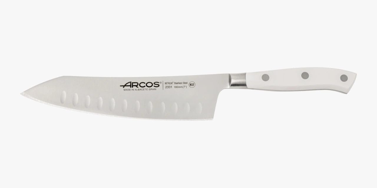 Arcos Forged Chef Knife 10 Inch Stainless Steel. Professional Cooking Knife For Cutting Variety of Foods. Ergonomic Polyoxymethylene Handle and 250mm Blade. Series Riviera Blanc. Color White — Amazon image 15