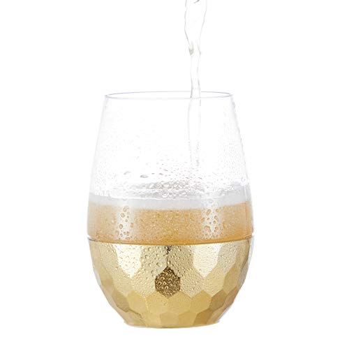 HOMIP Unbreakable Stemless Wine Glasses - 16 oz White and Red Wine Plastic Tumbler - Outdoor Elegant Pool Safe Reusable Shatterproof Cocktails & Scotch Wine Goblet for Homes, Camping - Set of 4