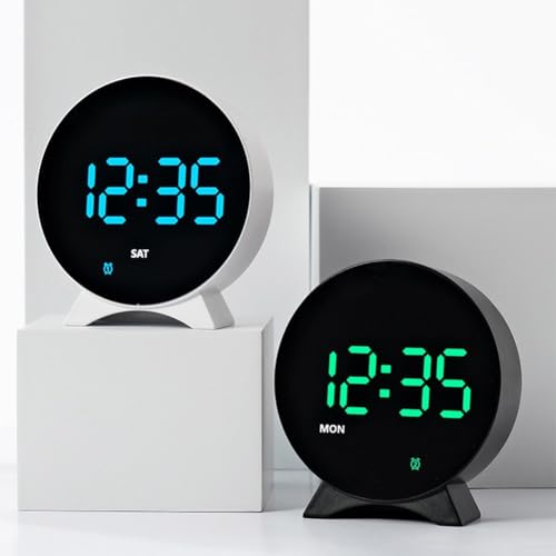 Reloj LED multifuncional con alarma digital temperatura y brillo regulable 6
