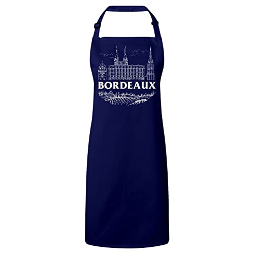 Tablier cuisine cadeau thématique vin de France et voyage chic minimaliste