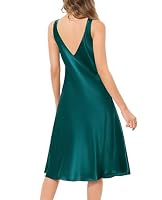 Sopesil Satin Nachthemd Damen Lang V-Ausschnitt Negligee Ärmello Cami Nachtkleid Nachtwäsche Sommer Sleepwear Dunkel Grün M – Ansicht 2