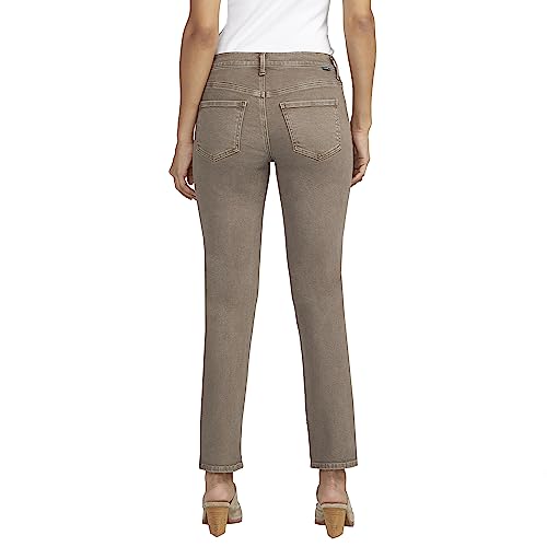 JAG Jeans Women's Cassie Mid Rise Slim Straight Leg Jeans, Taupe, 123
