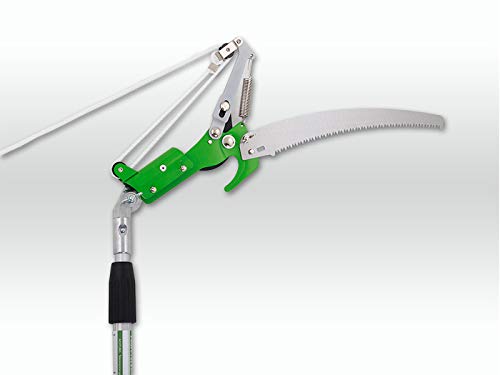 Raupenschere & Astsäge Set mit 180-Grad-Gelenk und 33 cm Blatt | Effizienter Baumschnitt vom Boden durch Flaschenzug-Prinzip, 2,2 m Zugseil mit Holzgriff und robuster Metallkonstruktion.