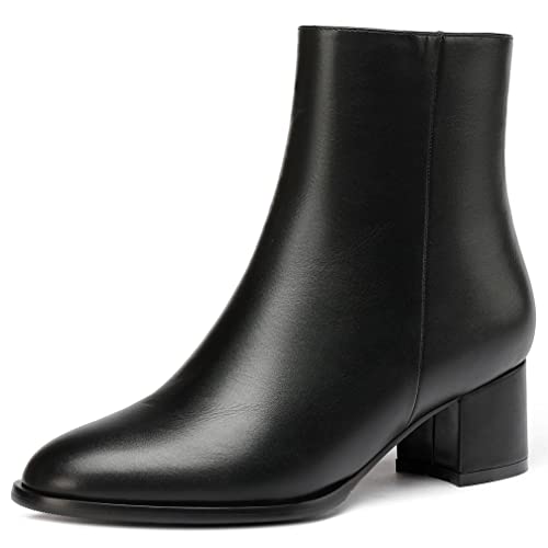 WAYDERNS Women's Zip Block Round Toe Matte Chunky Low Heel Ankle High Short Boots 2 Inch