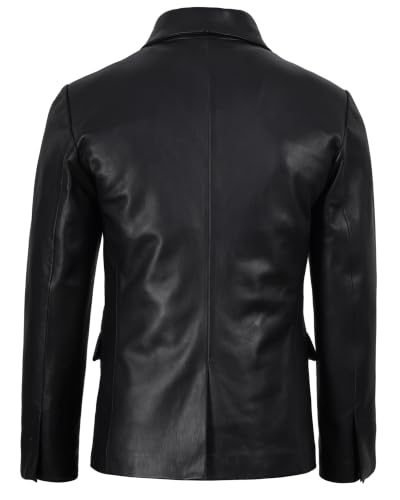 Image of fjackets Mens Leather Blazer Jacket - Real Lambskin Leather Sport Coat, 2-Button, Fully Lined, Business to Weekend