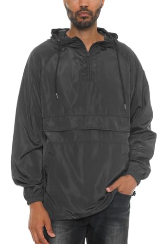 Image of WEIV GEAR Men's Full Zip Hooded Lightweight Windbreaker Anorak Jacket