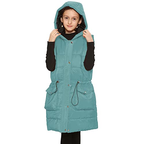 A2Z 4 Kids Girls Gilet Down Vest Fashion Wind Proof Zip Up Long Sleeveless Jacket Coat - Gilet 953 Mint 13