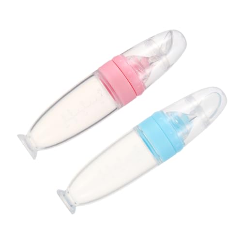 ANDRESLAD Baby Food Dispenser Spoon 2pcs Silicone Training Bottle Suction Base Safe for High-Chair Trays