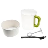 Bolsa de filtro colador de leche: rápida y fácil: cuele rápida y fácilmente la leche de nueces o el yogur a través de este filtro, el colador se asienta de forma en la jarra, simplemente vierta el líquido en el filtro y use la herramienta de prensado incluida para presionar el líquido, filtre la leche de nueces
