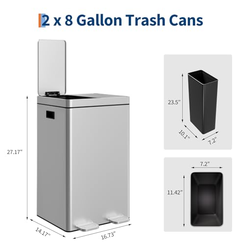 Caneca de basura rectangular acero inoxidable 60L miniatura 4