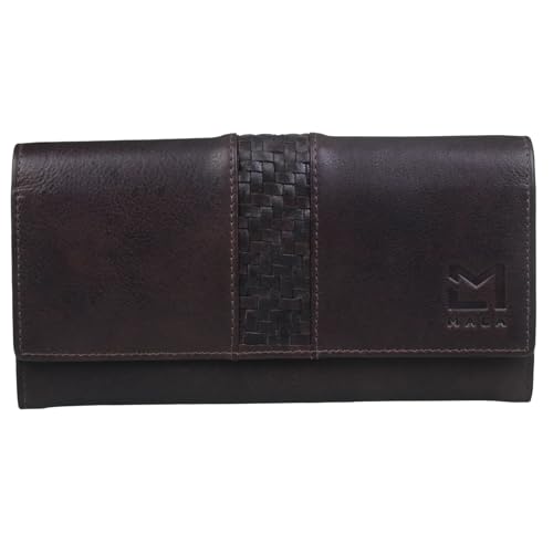 Portefeuille à rabat protégé RFID Mala Leather Oxford en cuir marron