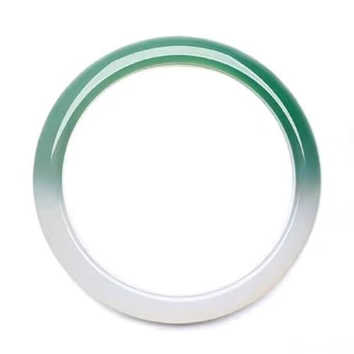 Jade Bangle Bracelet for Women, Natural White Green Agate Chalcedony Good Fortune