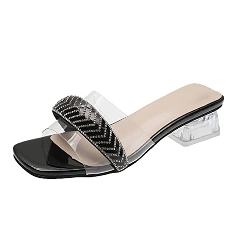 Sandalias cómodas para caminar de mujer con tacón grueso y punta abierta