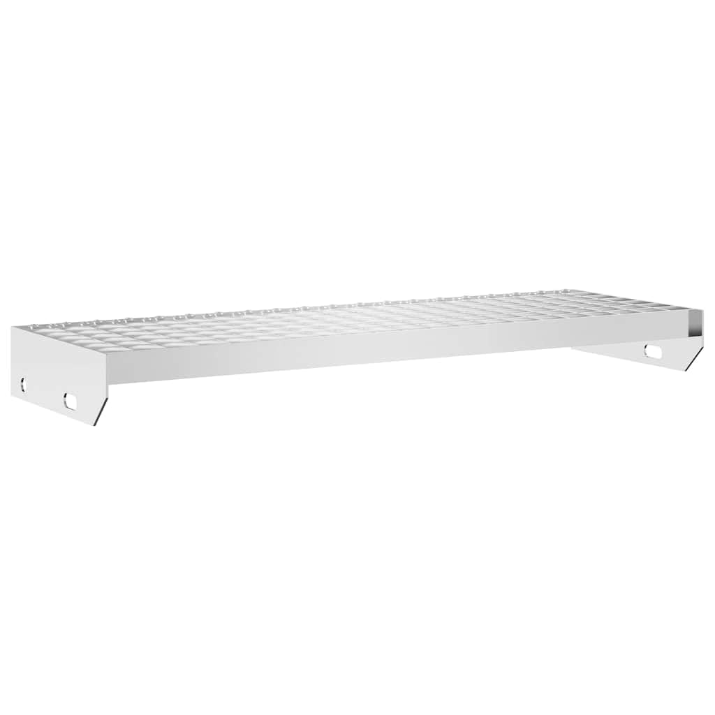 Gradino in acciaio zincato, 70 x 24 x 7 cm, argento, bordi antiscivolo, per interni ed esterni, resistente alla corrosione, per scuole, fabbriche, ristoranti e appartamenti