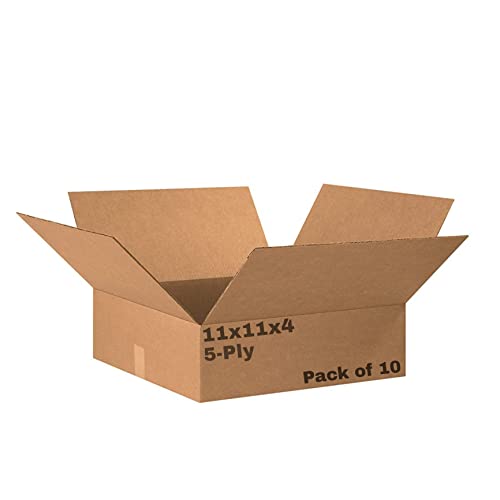 Image of Porpoise 11 x 11 x 4 Inch Corrugated Cardboard Boxes 5 Ply Pack of 10 for Shipping Packaging Storage Carton Box (11 x 11 x 4 Inch 10pc)
